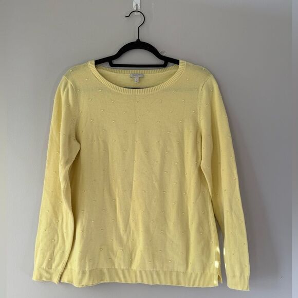Talbots 100% Cotton Yellow Knit Sweater Size Small - Picture 3 of 7